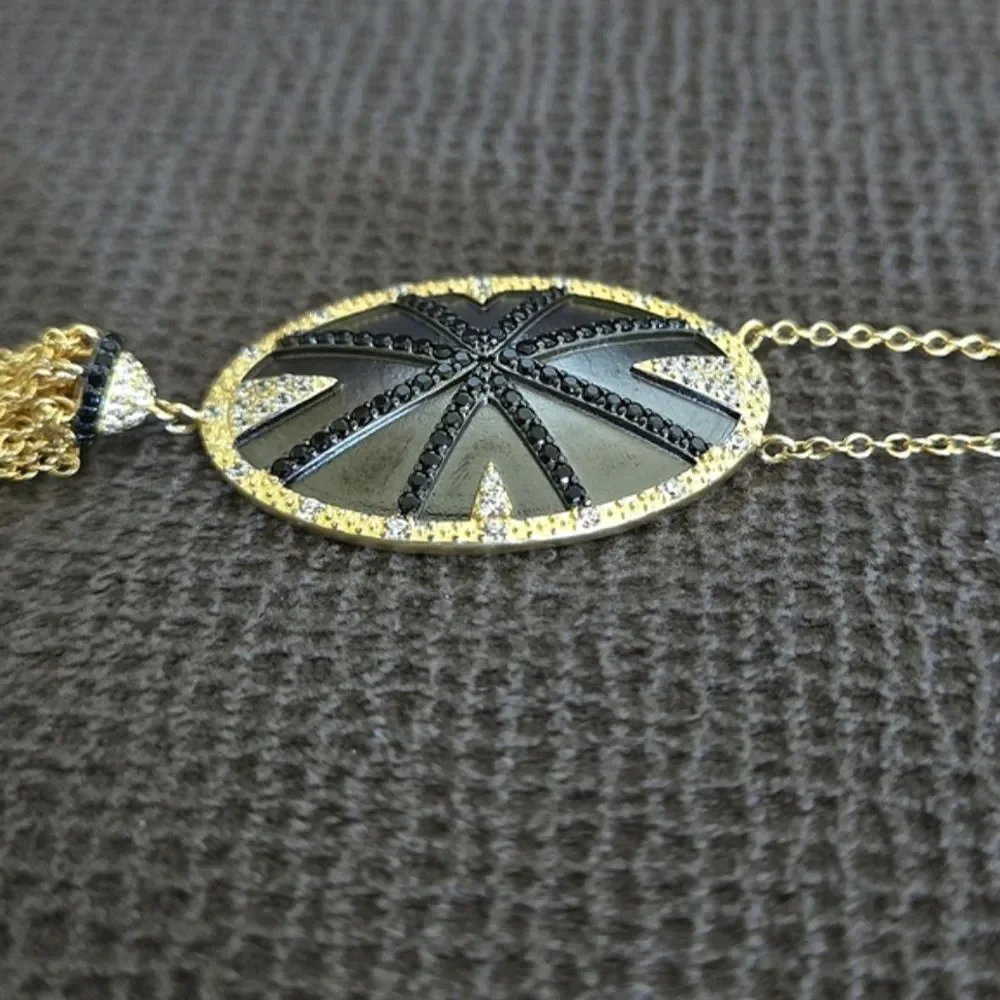 ✨️HP✨️ Freida Rothman Long Starburst🎇 Necklace with Gold💛 Chain⛓️ Tassel - NWT